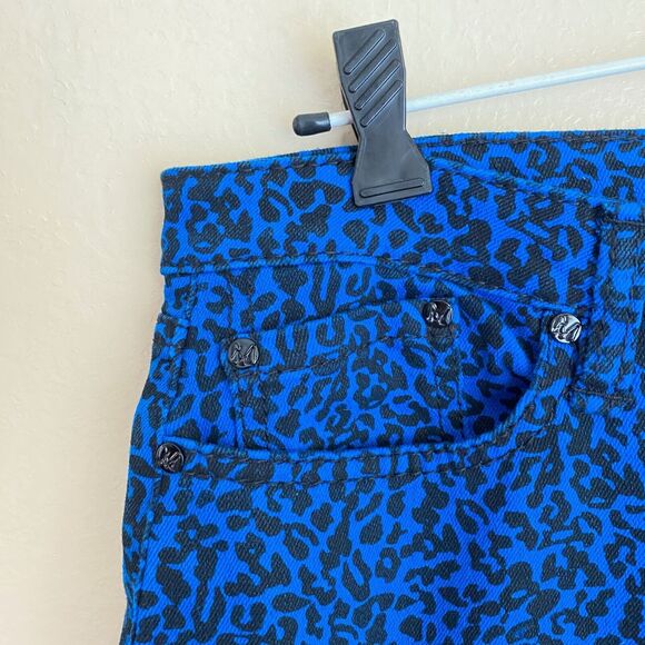 Miley Cyrus Max Azria Size 11 Blue Leopard Print Skinny Jeans Pockets 2000s - Picture 4 of 5